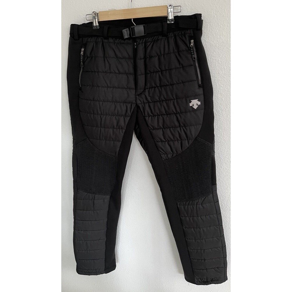 Descente Men’s Ski Pants Black Quilted Puffer Insulated Sz 34 Large Gorpcore